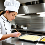 디저트 전문가의 경력 개발 로드맵 - Learning the Fundamentals**

A young pastry chef in a clean, modern kitchen, wearing a chef's coat a...