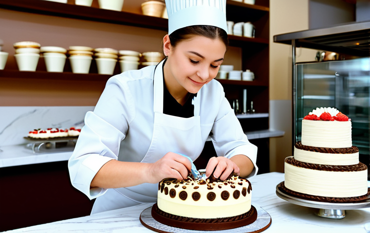디저트 전문가의 경력 개발 로드맵 - Learning the Fundamentals**

A young pastry chef in a clean, modern kitchen, wearing a chef's coat a...
