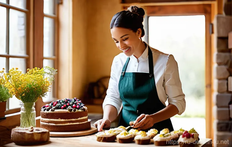디저트 전문가의 브랜드 협업 성공 사례 - **Image Prompt: Authentic Collaboration in a Rustic Setting**
    A charmingly rustic, sunlit kitche...