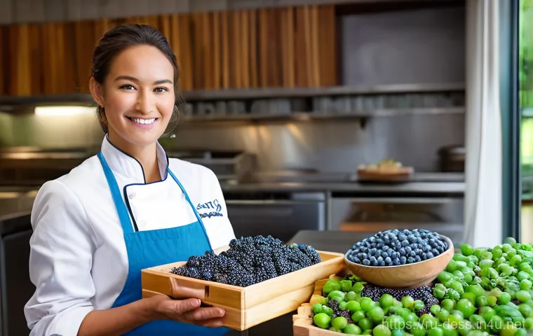 디저트 전문가와 협력 업체 관리 - **Prompt:** A skilled female pastry chef in her early 30s, dressed in a pristine white chef's jacket...