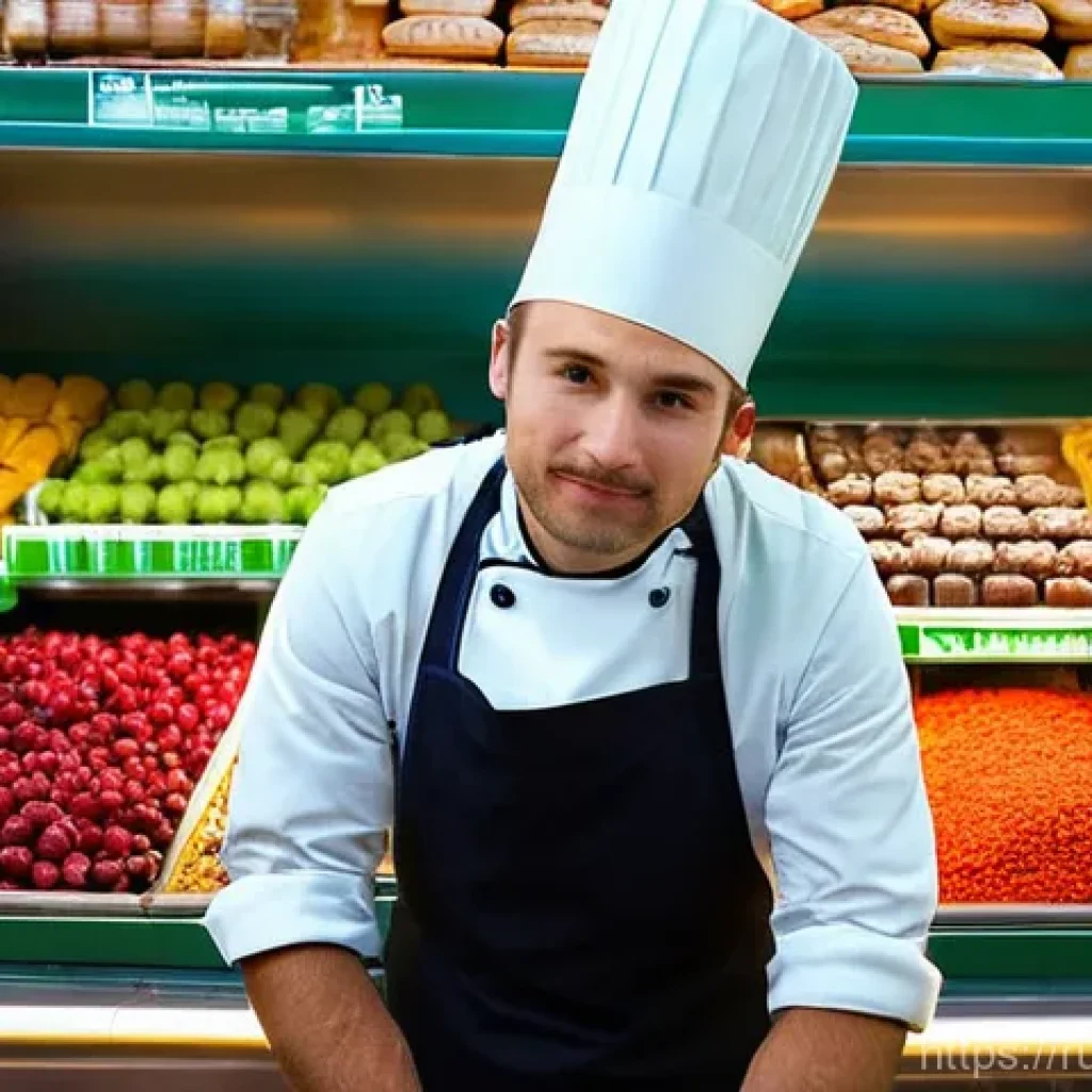 디저트 전문가의 유행 예측 능력 키우기 - **The Confectioner's Market Exploration**
    A thoughtful pastry chef, aged 30-40, wearing a clean,...