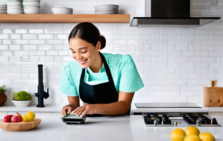 디저트 전문가의 건강한 작업 환경 만들기 - **Hygienic and Well-Lit Baking Environment:**
    "A meticulous female confectioner, wearing a spotl...