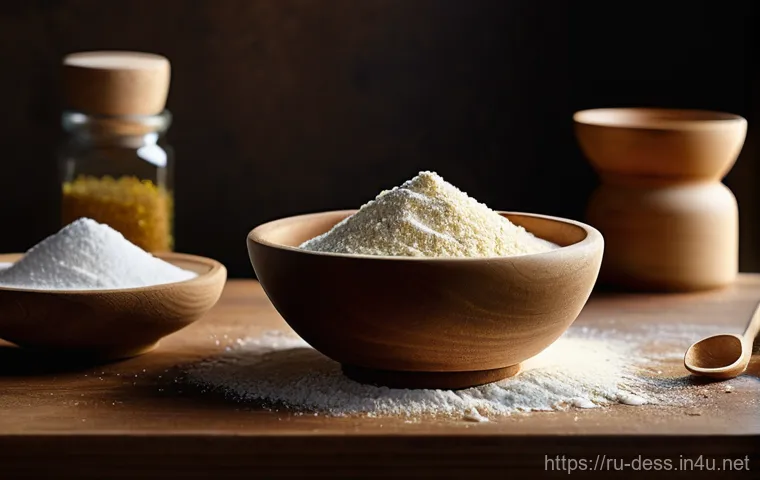 디저트 전문가가 알아야 할 필수 이론 - **"Secrets of Ingredients: The Flour, Fat, and Sugar Dance"**
    A high-resolution, photorealistic ...