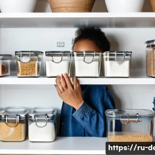 Home 26 디저트 전문가의 식재료 보관 기술 - **Prompt:** A brightly lit, clean, and organized modern kitchen pantry. The focus is on neatly arran...