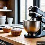 디저트 전문가로 성장하기 위한 온라인 강좌 - A cozy and well-organized home pastry studio featuring professional baking equipment: a stand mixer ...